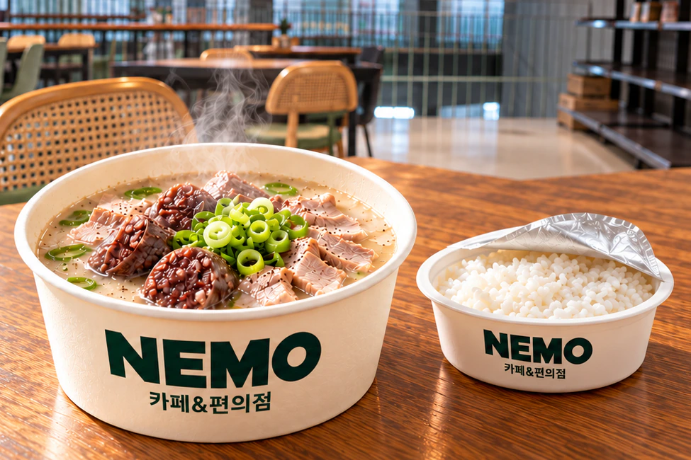 네모카페의 순대국밥과 공깃밥